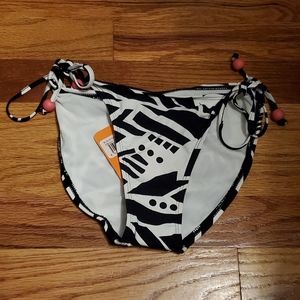 Rygy Sport Black & White Side Tie Bikini Bottoms For A Casual Summer Pool Look